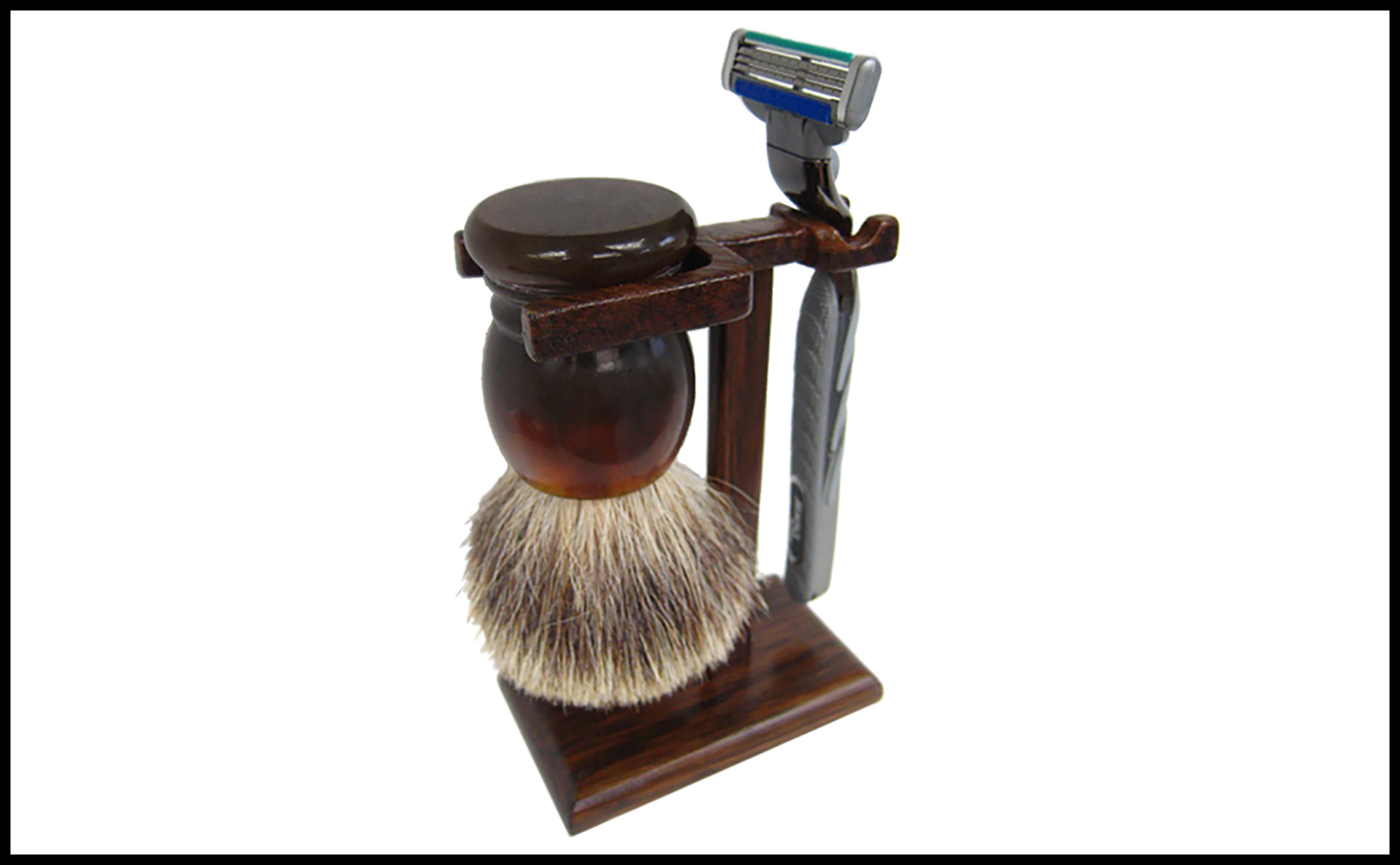Brown Oak Shaving Brush Holder